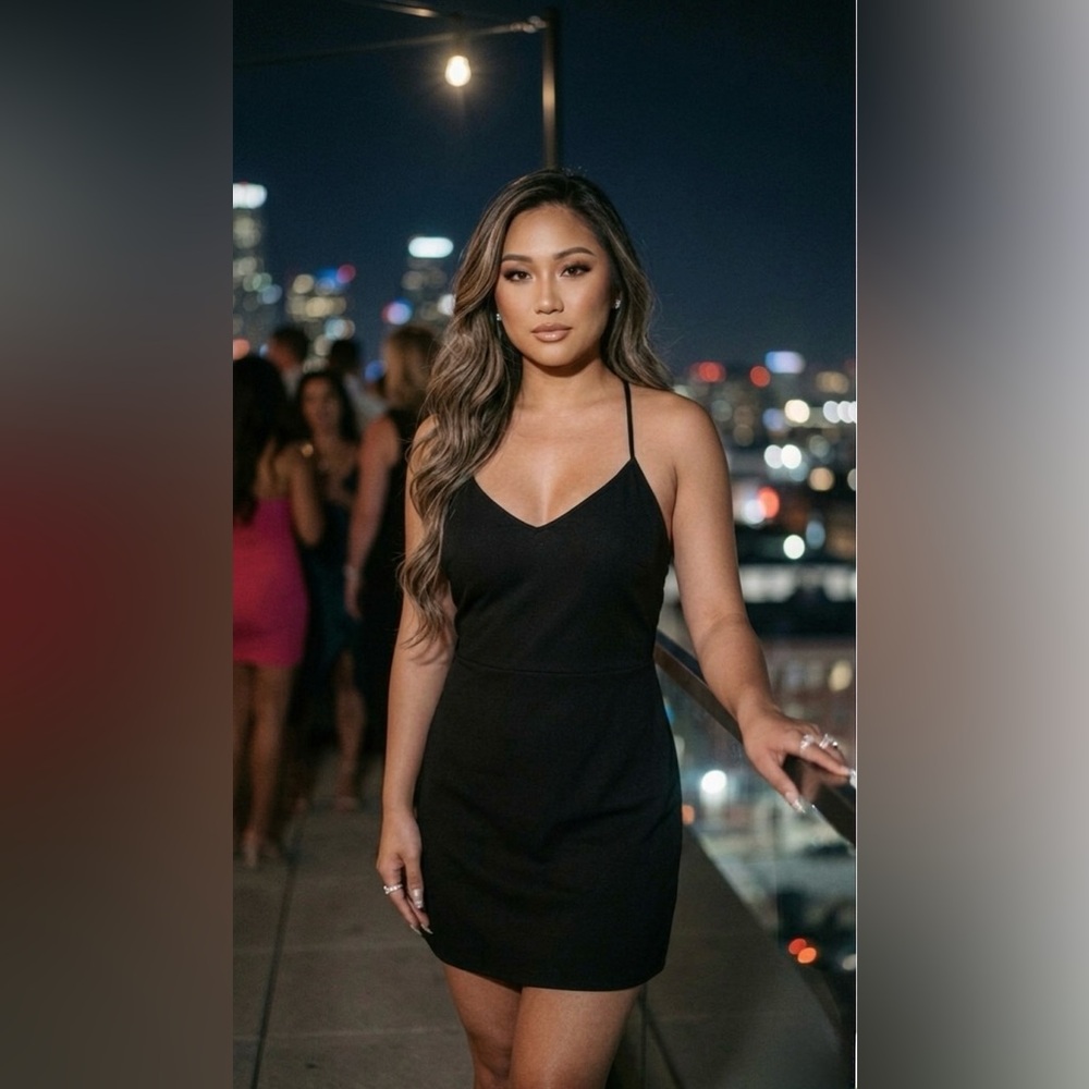 SHEIN Black Mini Dress with Spaghetti Straps